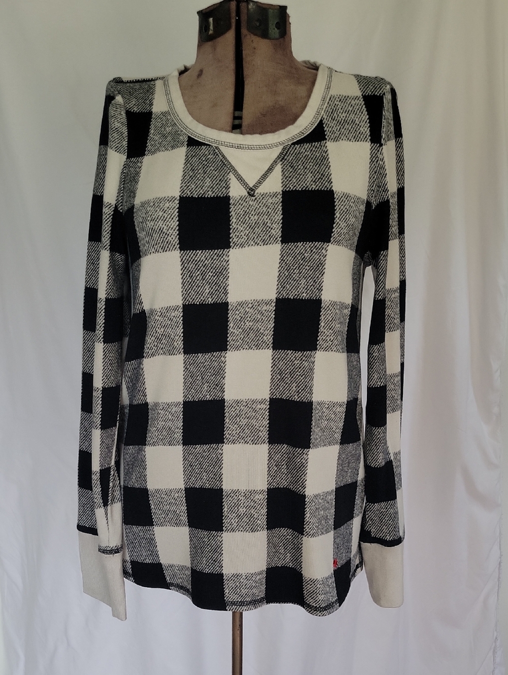 Lucky Brand Top, Large, Black/Off-White